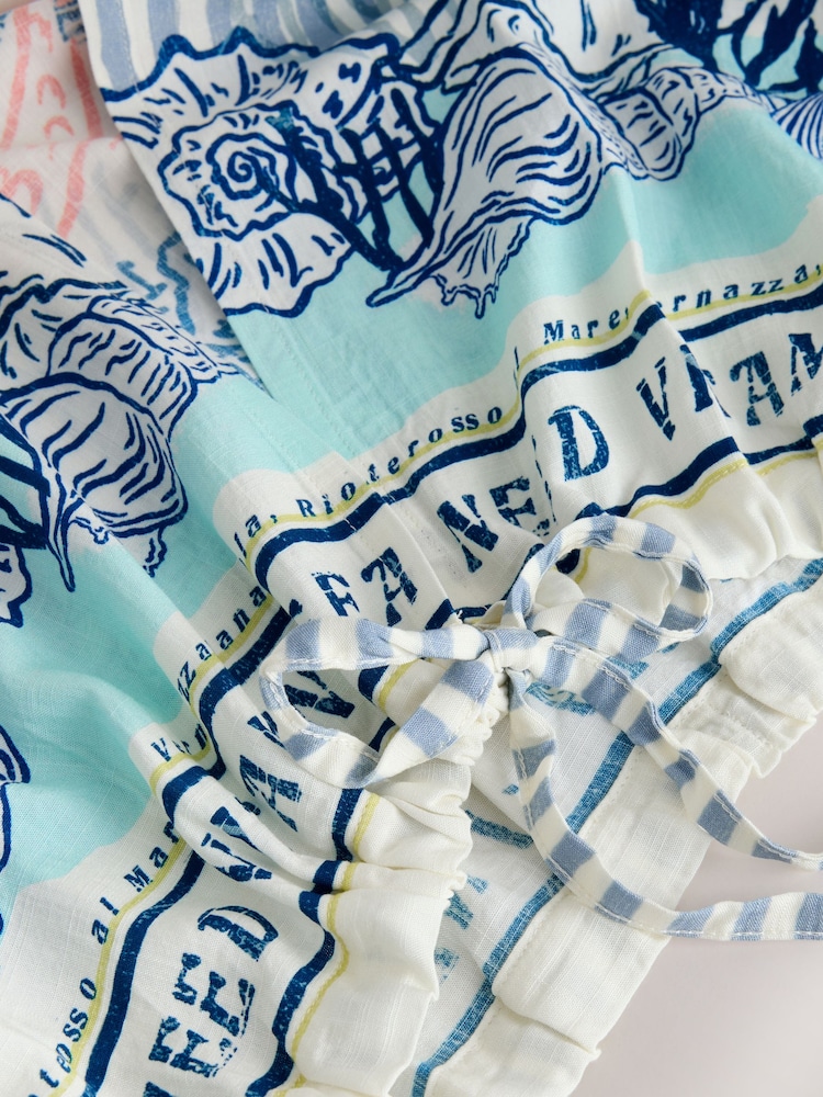 Blue Mermaid Print - Tie Front Lightweight Jacket - 9ичинен 9 сүрөт