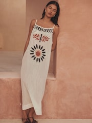 White Embellished Slip Dress Cover-Up - Image 1 of 5