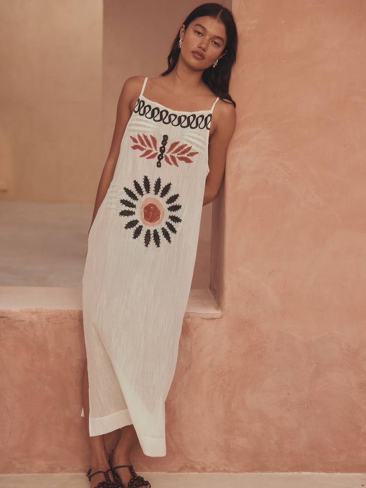 White Embellished Slip Dress Cover-Up - Image 1 of 5