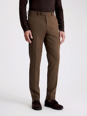 MOSS MOSS Slim Fit Chestnut Flannel Brown Trousers - صورة 1 من 3