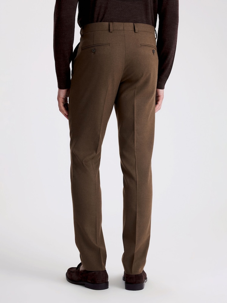 MOSS Slim Fit Chestnut Flannel Brown Trousers - Image 2 of 3 MOSS Slim Fit Chestnut Flannel Brown Trousers - Image 2 of 3