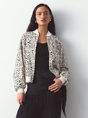 Monochrome Beaded Bomber Jacket - Image 1 of 5