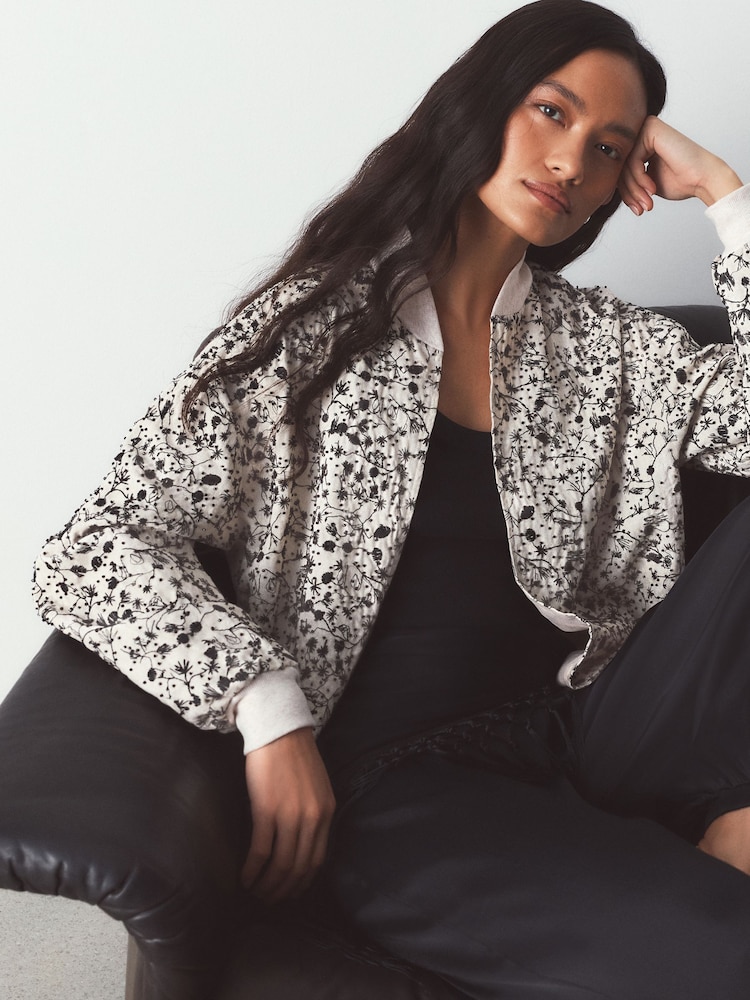 Monochrome Beaded Bomber Jacket - Image 2 of 5