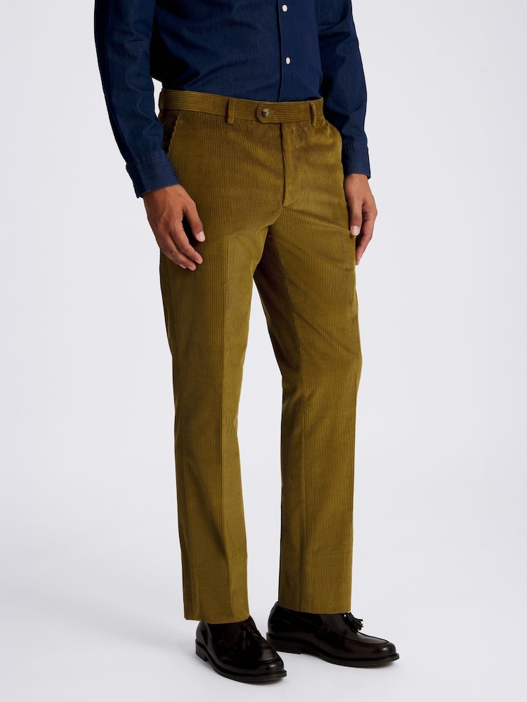 MOSS Green Slim Fit Olive Corduroy Trousers - Image 1 of 3