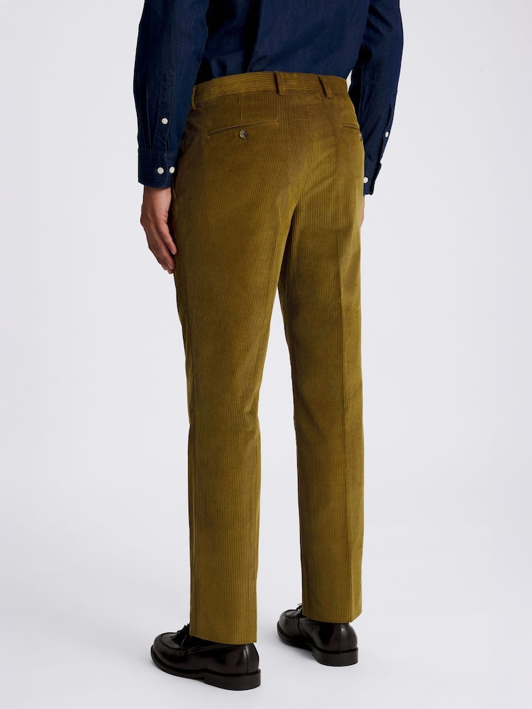 MOSS Green Slim Fit Olive Corduroy Trousers - Image 2 of 3