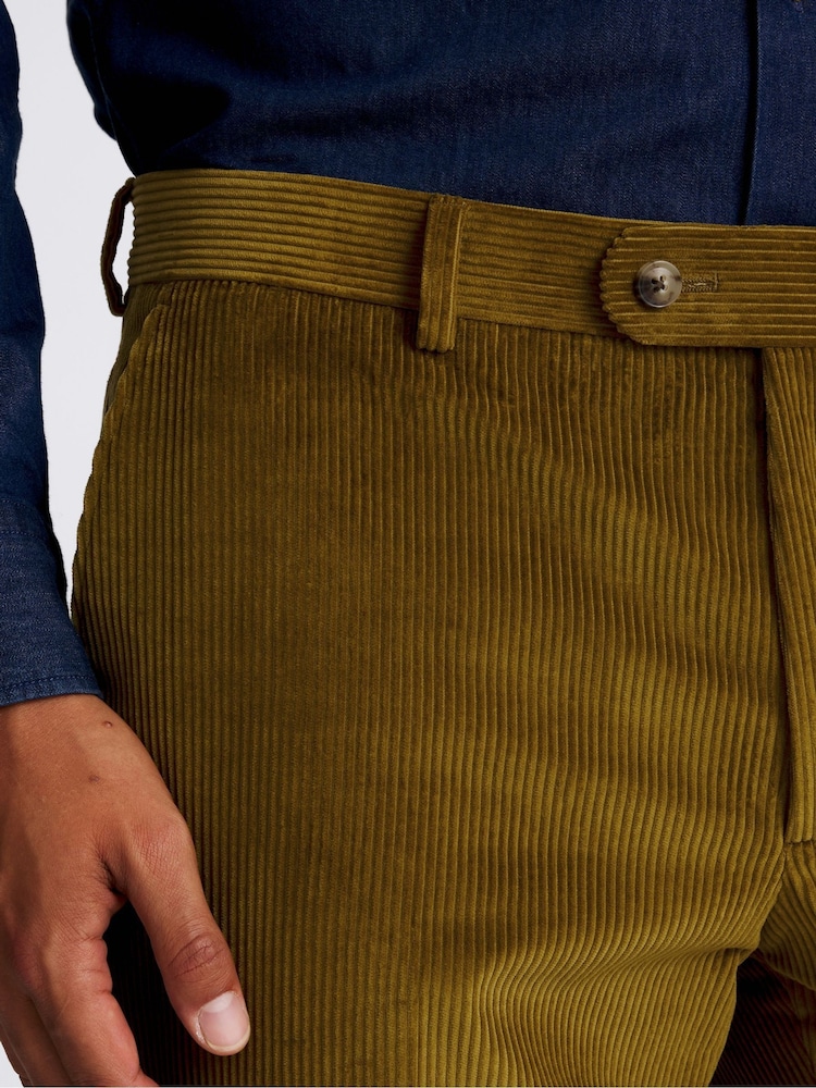 MOSS Green Slim Fit Olive Corduroy Trousers - Image 3 of 3