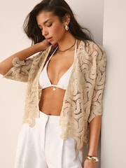 Ivory Embellished Crochet Cover-Up - Image 4 of 8