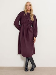 Long Tall Sally Red Shirred Yoke Midi Dress - Image 2 of 5