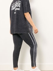 Yours Curve Black Side Stripe Leggings - Image 2 of 5