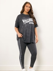 Yours Curve Black Side Stripe Leggings - Image 3 of 5