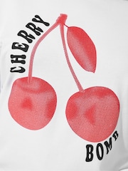Yours Curve White Limited Studded Cherry Bomb Sweatshirt - Image 4 of 5