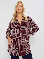 Yours Curve Red Half Placket Cut About Shirt - Image 1 of 5