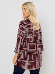 Yours Curve Red Half Placket Cut About Shirt - Image 2 of 5