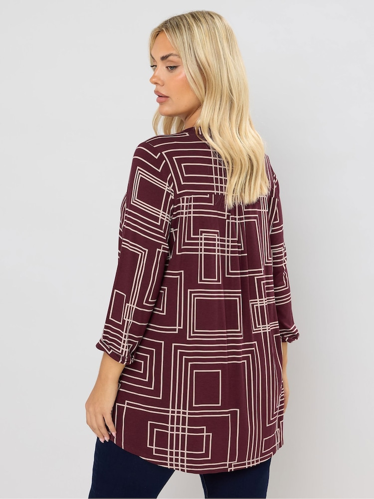 Yours Curve Red Half Placket Cut About Shirt - Image 2 of 5