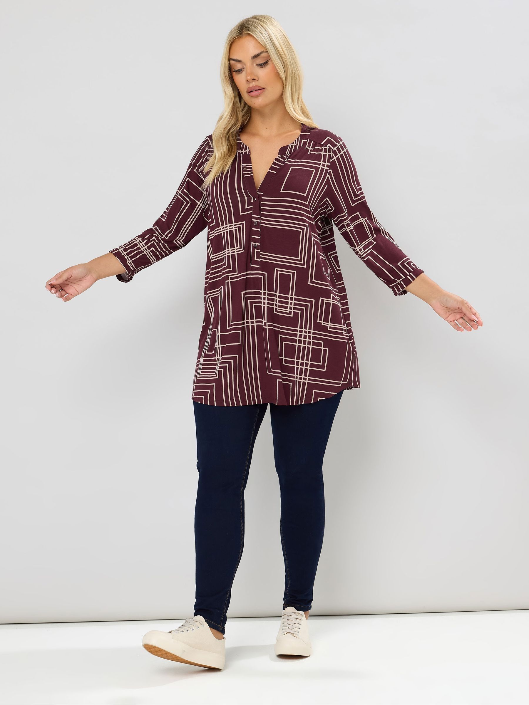 Buy Yours Curve Red Half Placket Cut About Shirt from Next South