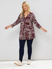 Yours Curve Red Half Placket Cut About Shirt - Image 3 of 5