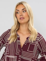 Yours Curve Red Half Placket Cut About Shirt - Image 4 of 5