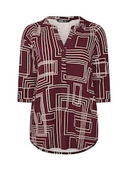 Yours Curve Red Half Placket Cut About Shirt - Image 5 of 5