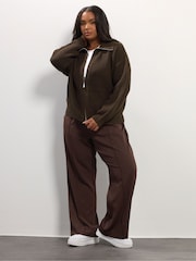 Yours Curve Brown Bomber Funnel Neck Collar Jumper - Image 2 of 5