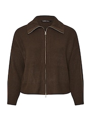 Yours Curve Brown Bomber Funnel Neck Collar Jumper - Image 5 of 5