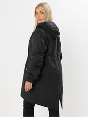 Yours Curve Black Borg Lined Parka - Image 3 of 5