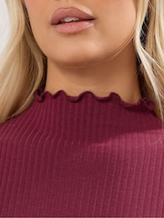Yours Curve Pink Lettuce Edge Tunic - Image 4 of 5