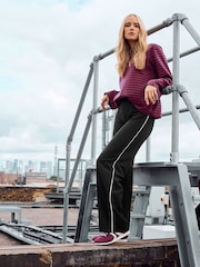 Long Tall Sally Black Side Stripe Wide Leg Leggings - Image 1 of 1