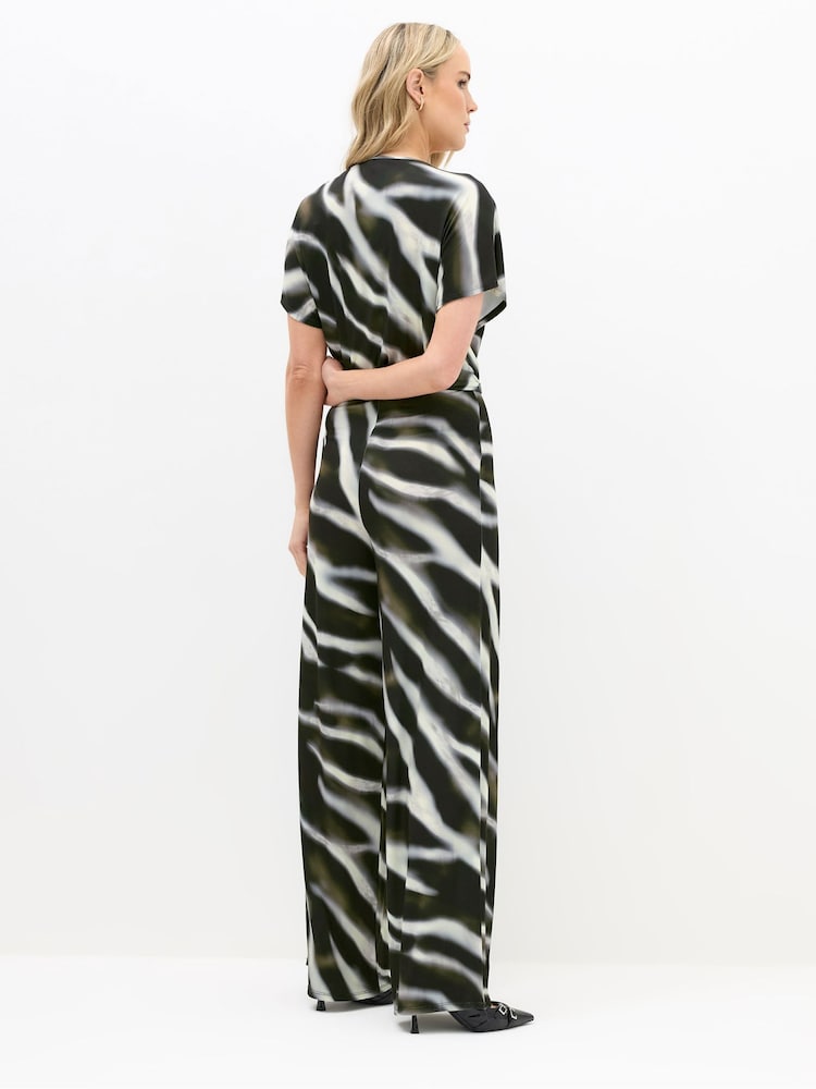 Long Tall Sally Black Zebra Floral Wrap Jumpsuit - Image 2 of 4 Long Tall Sally Black Zebra Floral Wrap Jumpsuit - Image 2 of 4