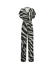Long Tall Sally Black Zebra Floral Wrap Jumpsuit - Image 4 of 4