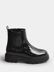 Yours Curve Black Extra-Wide Fit Patent Chunky Chelsea Boots - Image 1 of 4