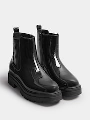 Yours Curve Black Extra-Wide Fit Patent Chunky Chelsea Boots - Image 2 of 4