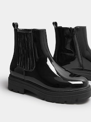 Yours Curve Black Extra-Wide Fit Patent Chunky Chelsea Boots - Image 4 of 4