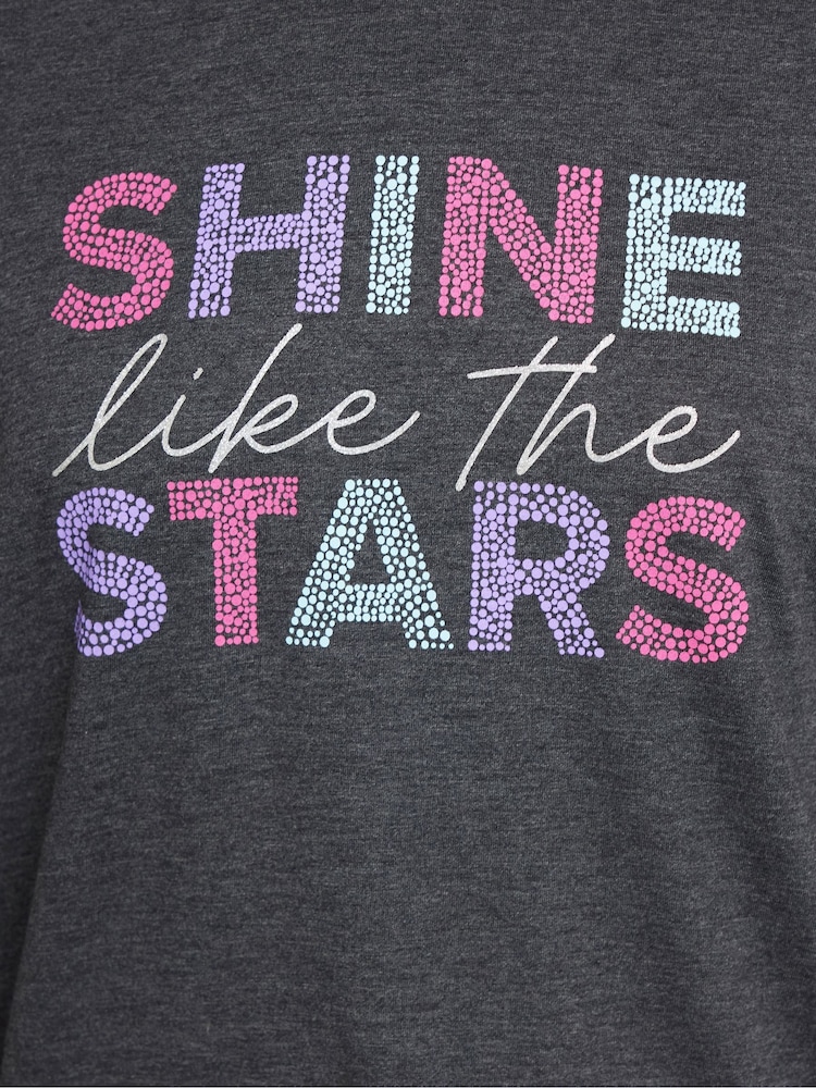 M&Co Grey Shine Like Stars Long Sleeve Wide Leg Pyjamas Set - Image 5 of 5