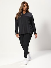 Yours Curve Grey Acid Wash Rugby Collar Top - Image 3 of 5