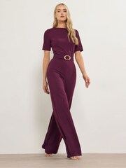 Long Tall Sally Purple Belted Jumpsuit - Image 4 of 5