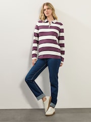 Long Tall Sally Red Stripe Jersey Polo Top - Image 2 of 6