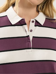 Long Tall Sally Red Stripe Jersey Polo Top - Image 5 of 6