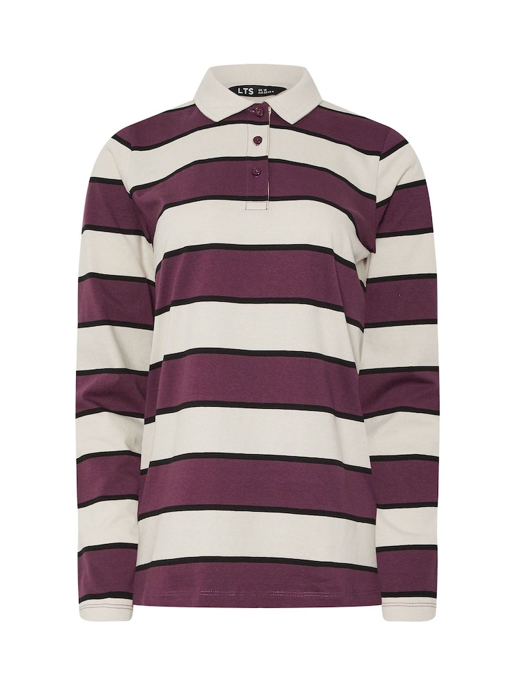 Long Tall Sally Red Stripe Jersey Polo Top - Image 6 of 6