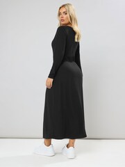 Yours Curve Black Henley Ribbed Swing Maxi Dress - Image 3 of 5