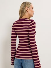 Long Tall Sally Red Stripe Ribbed Jumper - Image 3 of 5