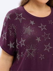 Yours Curve Purple Star Hot Fix Grown On T-Shirt - Image 4 of 5