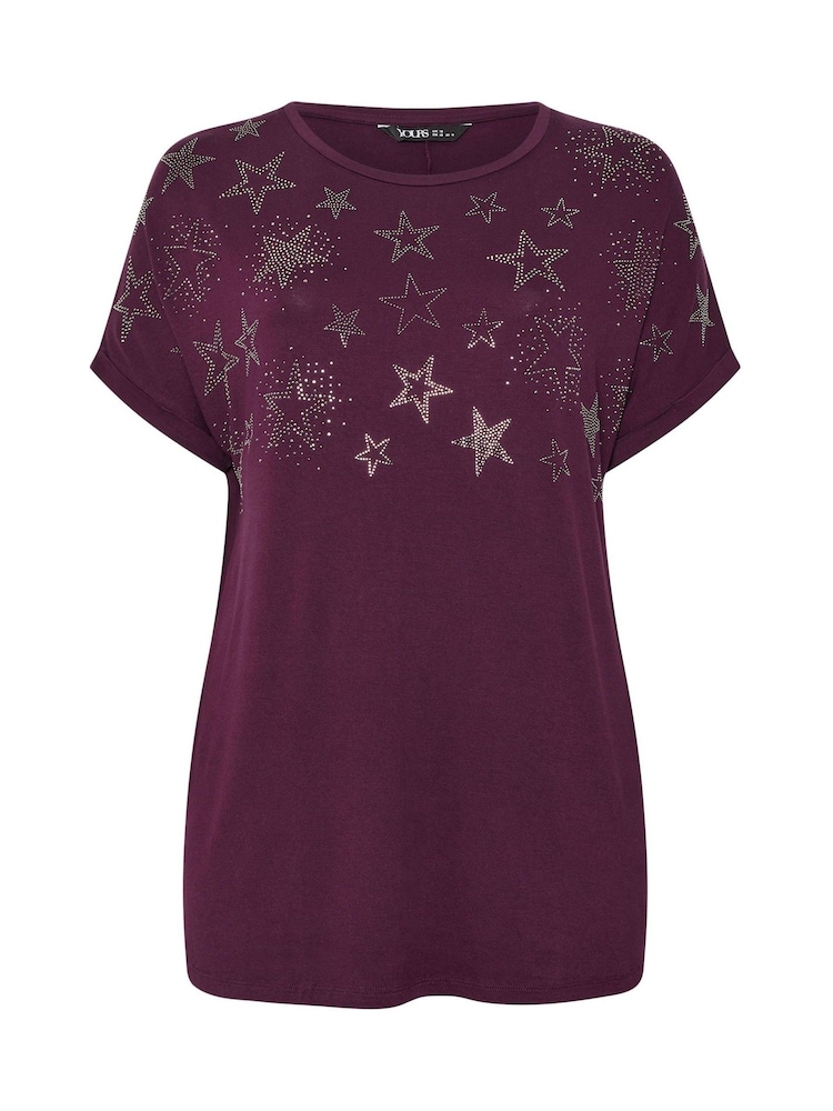 Yours Curve Purple Star Hot Fix Grown On T-Shirt - Image 5 of 5