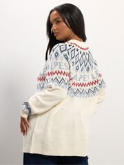 Yours Curve Cream Fairisle Pattern Les Ski Jumper - Image 3 of 5