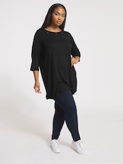 Yours Curve Black Eyelet 3/4 Sleeve Top - Image 3 of 5