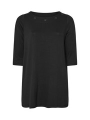 Yours Curve Black Eyelet 3/4 Sleeve Top - Image 5 of 5