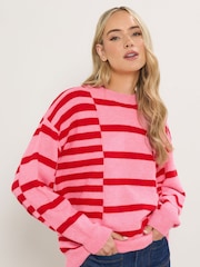 Long Tall Sally Pink Cut About Stripe Jumper - Image 1 of 5
