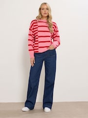 Long Tall Sally Pink Cut About Stripe Jumper - Image 2 of 5