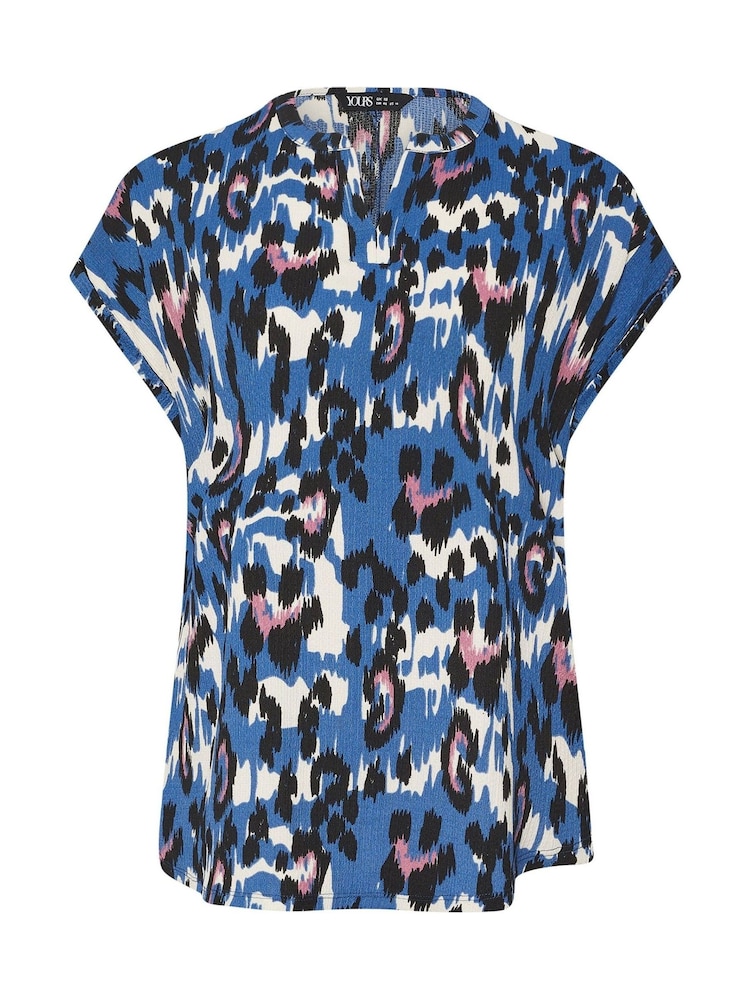 Yours Curve Blue Notch Neck Blouse - Image 5 of 5 Yours Curve Blue Notch Neck Blouse - Image 5 of 5