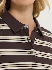 Long Tall Sally Brown Stripe Jersey Polo Top - Image 4 of 5