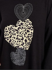 Yours Curve Black Placement Animal Heart Jumper - Image 4 of 5